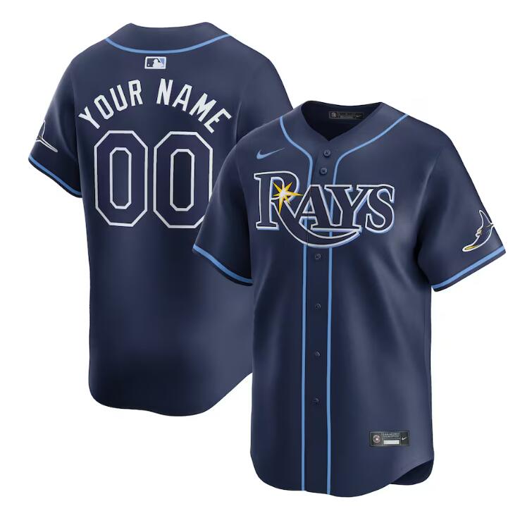 Men's Tampa Bay Rays Customized Navy Away Limited Stitched Baseball Jersey